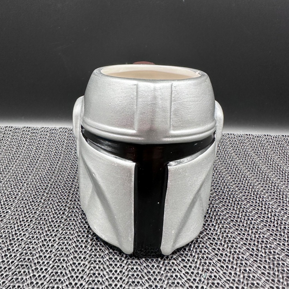 Zak Designs Star Wars Mandalorian Helmet 3D Sculpted Ceramic Coffee Mug Silver